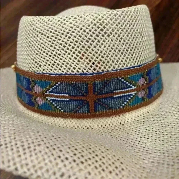 Vintage Duckster Handbeaded Duckster Straw Hat - Picture 1 of 9